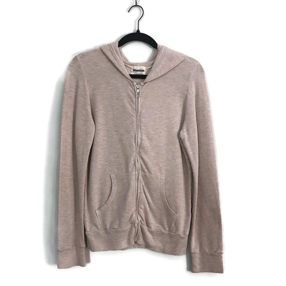 Monrow Tan Supersoft Zip Up Hoodie